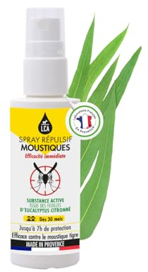 LCA - Spray Lacté Répulsif Moustiques - Format Pocket - 50ml | Dès 30 mois, Protection 7h contre tous les types de Moustiques, Actif Naturel Citriodiol, Fabriqué en France et Sans DEET