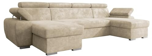 Mirjan24 Ecksofa Kolpoi U, Eckcouch mit verstellbaren Kopfstützen und Armlehnen, Wohnlandschaft, Bettfunktion, U-Form Sofa mit Schlaffunktion und Bettkasten (Lumo 30)