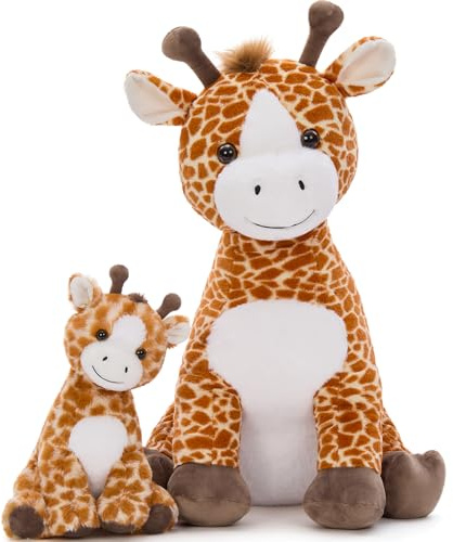 MorisMos groß Giraffe Kuscheltier XXL mit one Plüschbaby, 65cm weich riesen Giraffe Stofftier Plüschtier Spielzeug als Geburtstag Weihnachten Geschenk für Kinder Baby