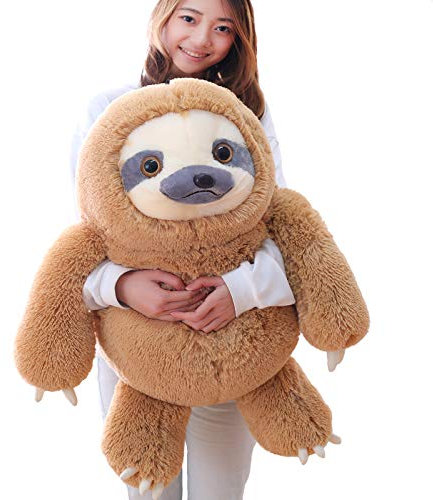 Winsterch Cuddly Soft Toy Large Stuffed Animal Teddy Baby Doll Birthday Gifts, Plush Soft Sloth Toy (Brown, 27.5 inches)