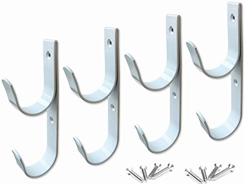 Lot de 4 crochets pour bâtons de piscine en aluminium blanc avec vis Parfait pour la piscine les bâtons télescopiques les skimmers les filets