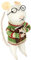 Heaven Sends Wollmaus in Pullover und Brille - Weihnachtsdeko: Mouse with Glasses and Book - Figurine - Grün, Rot, Weiß