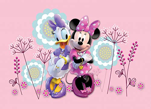 1art1 Minnie Mouse Daisy Duck and Minnie, Disney Fotomural de Tejido no Tejido TNT Papel Pintado Premium 160x110 cm