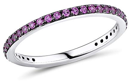 namana Schmaler Sterling Silber Ring für Damen. Bunter Ring mit Zirkonia-Edelsteinen. 925 Sterlingsilber Ringe für Frauen mit farbigen Steinen