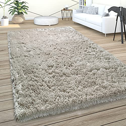 Paco Home Hochflor Teppich Wohnzimmer Shaggy Pastell Einfarbig Weich Flauschig Grau, Grösse:80x150 cm