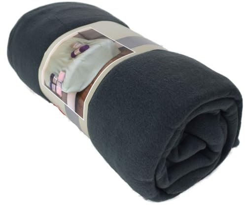 Marabella Fleecedecke Polarfleece versch. Unifarben 130x170cm Wohndecke Schlafdecke Decke, Farbe:anthrazit