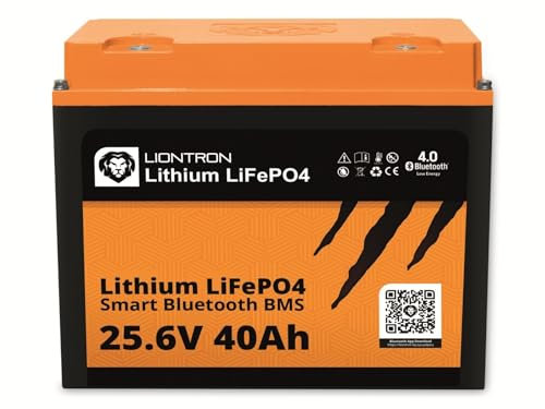 LIONTRON LiFePO4 25,6V 40Ah LX; 1024Wh; > 3000 Zyklen bei 90% Entladungstiefe (DOD) mit BMS und Bluetooth Überwachung; für Wohnmobil oder Boot 260x209x169mm - LISMART2440LX