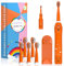 Kinder Sonic Elektrische Zahnbürste, Wiederaufladbare Smart Zahnbürste für Kinder Autobrush für Kleinkinder Jungen Mädchen Alter 3-12 mit 30s Erinnerung, 2 Min. Timer, 6 Modi, 6 Bürstenköpfe