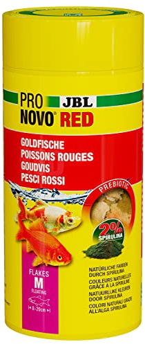 JBL PRONOVO RED FLAKES, Hauptfutter für Goldfische von 8-20 cm, Fischfutter-Flocken, Größe M, 1 l