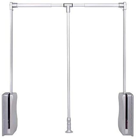 Wardrobe Lift, Der Kleiderschiene, 15 Kg Lasthaltiger Dämpfungspuffer-Pull-Down-Teleskopaufhänger, Aluminiumlegierungs-Verdickung Und Langgestreckter Stange,Silber,930〜1250mm