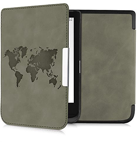 kwmobile Cover Compatible with Pocketbook Touch Lux 4/5/Touch HD 3/Color (2020)/ Vivlio Lux 5 Cover - eReader Case - Travel Outline Grey