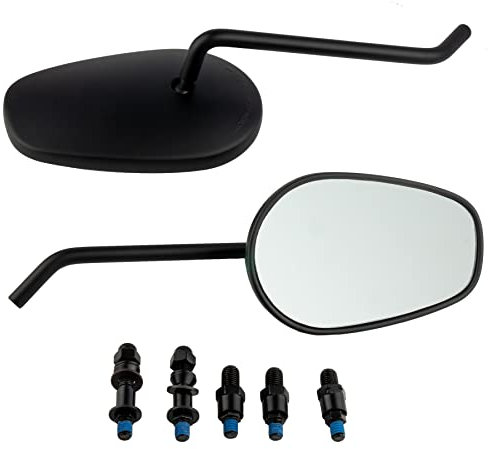 Iguana Custom - Rückspiegel für Motorrad mit Zulassung, Paar Spiegel mit M8 und M10 Ringe für alle Motorräder