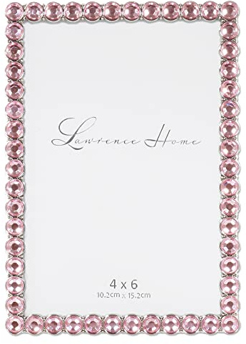 Lawrence Frames Cadre scintillant en métal argenté 10 x 15 cm - Rose pâle