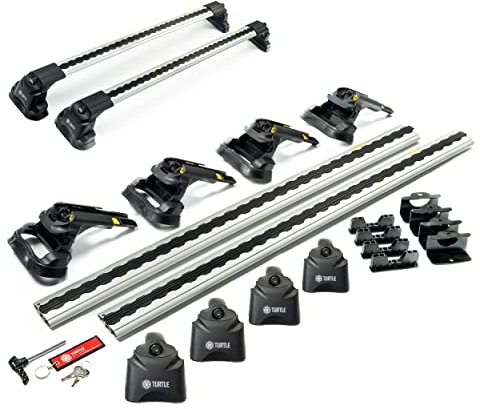 Turtle AIR3 | Dachgepäckträger Dachträger | Kompatibel mit BMW 1 E87 Hatchback 5D 2004-2011; Dient der Montage von Dachboxen, oder Dachfahrradträger, Leiter | Robuste Konstruktion aus Aluminium