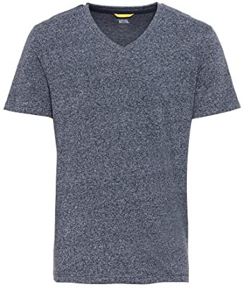 camel active Herren Basic Kurzarm T-Shirt mit V-Ausschnitt aus biologischer Baumwolle in Grau, Grün, Dunkelblau und Dunkelgrau Dunkelblau Menswear-S
