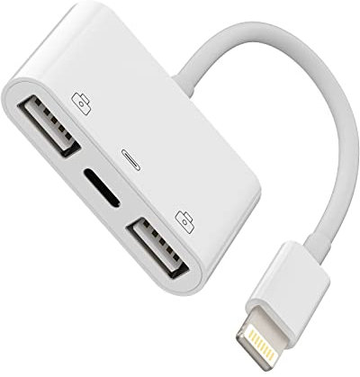 Lightning auf USB Adapter iPhone OTG Stecker(3in1) für Schnellladegerät Tastaturen USB Stick Kartenlesegerät Kamera Maus Hub Zubehör Ladekabel 14 13 12 11 Pro Max Mini 8 7 Plus X Xs Xr Se 6 Ipad Air
