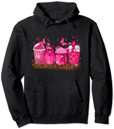 Tasses à café rose vif pour la sensibilisation au cancer Motif guerrier octobre Sweat à Capuche