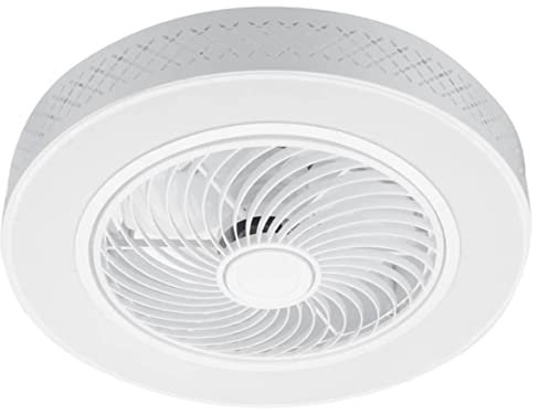 BEL AIR HOME - Ventilador Plafón KABUL - Motor DC 4 Velocidades - Luz LED 72W 3000K-6000K - Rejilla Giratoria - Mando a Distancia - Ideal para Habitaciones Pequeñas y Medianas, Blanco, Metal