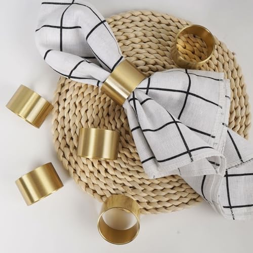 Yhridcaz Serviettenringe aus massivem Messing, 6 Stück, natürliches Messing, Retro-Stil, Esstischdekoration, Tafelaufsatz, Serviettenringe für Ostern, Weihnachten, Hochzeit, Party und Familientreffen
