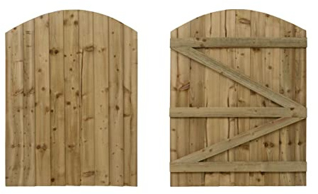 Featheredge Arch top, Wooden Garden and Side Gates (v3)(H-1200, W-850, Natural (Light Green) Finish)