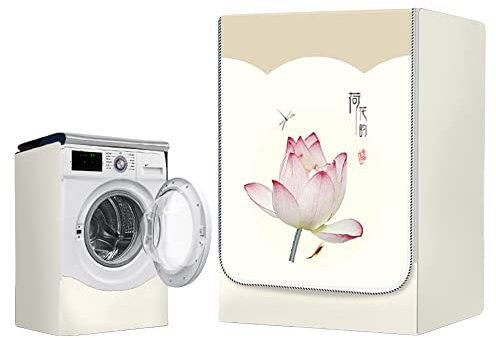 Fansu Funda Lavadora Exterior Impermeable, Flor de Loto Cubierta para Lavadora/Secadora de Carga Frontal con Cremaller Antipolvo Protector Solar Funda de Protección (10,5-12kg,Libélula)
