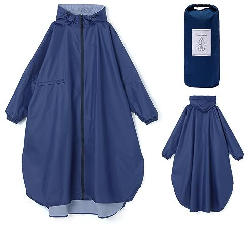Ynport Crefreak Femmes Long Imperméable Manteaux de pluie Léger Poncho Packable Extérieur à Capuchon Vêtement de Pluie Coupe-vent Avec Manches et Poche,Bleu Foncé