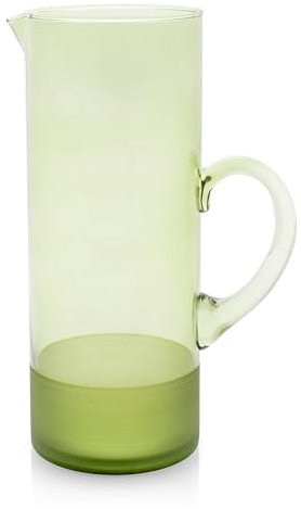 Jarra de cristal con base mate, color verde, capacidad 1,4 litros, lavable a máquina