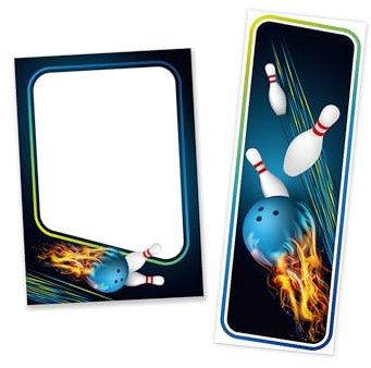 12 Lesezeichen + 12 Mini-Notizblöcke (A7-Format) Bowlling Kegeln Bowling-Party Mitgebsel für Kindergeburtstag Gastgeschenke für Kinder Mädchengeburtstag Jungsgeburtstag
