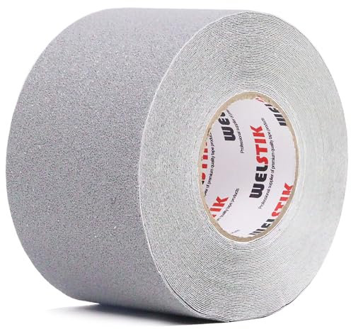 WELSTIK Antirutsch Klebeband, 100mm x 20m Antirutsch Treppenstufen, Treppen Antirutschstreifen, Anti Rutsch Streifen, Antirutsch Treppe Band, Halten Sie Kinder, Ältere Menschen Sicher, Grau
