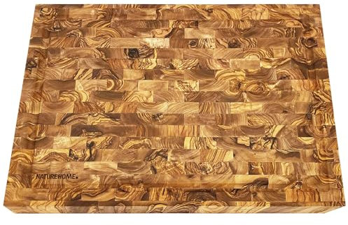 Esclusivo piacere di cucina: NATUREHOME's Tagliere a mosaico di alta qualità PRESTIGE in legno d'ulivo, 40 x 30 x 4,5 cm