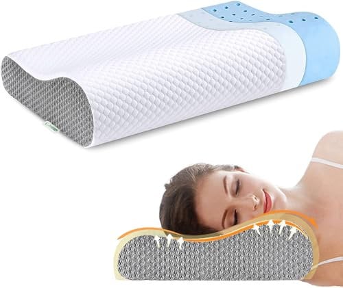 Ecosafeter 2025 New Upgrade Memory Foam Pillow- Cervical Orthopedic Deep Sleep Neck Pillow-Superior Comfort for Neck Shoulder Pain Sleeping Breathable core with washable cover