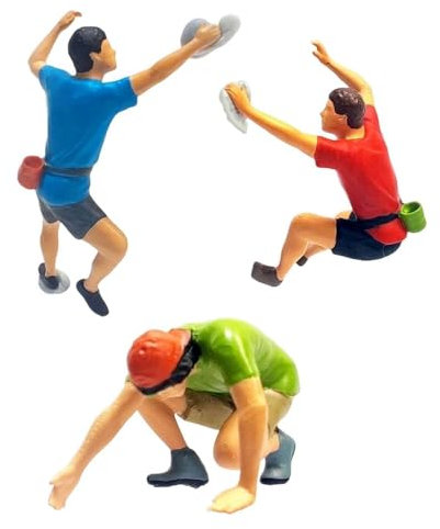 Easnea Lot de 3 figurines d'escalade miniatures - Mini figurines d'escalade miniatures - Micro paysage de diorama - Jauge de paysage de personnes - Modèle de décoration pour projets de bricolage -