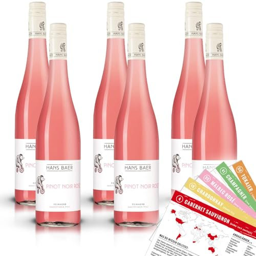 Hans Baer Pinot Noir Rosé QbA, feinherb, sortenreines Weinpaket + VINOX Winecards (6x0,75l)