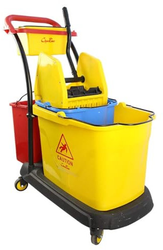 MNBVH Reinigungswagen, Hotel Home 35l Doppelfass-reinigungseimer Mit Wasserfilter Und Separator 72 * 40 * 95 cm, Wascheimer-mopp