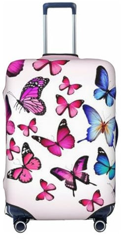 ESASAM Housse de protection élastique pour valise, accessoires de voyage, essentiels de voyage, housse de protection pour valise, housse de protection élastique pour valise, Papillons roses, L