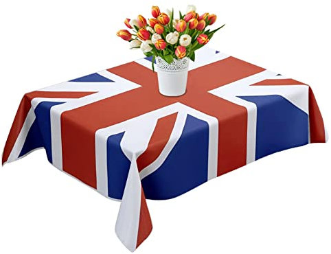 Nappe de table avec drapeau britannique Union Jack Plas tic Deluxe - Nappe réutilisable pour table du jubilé de la reine - Polyester et gabardine - 3 tailles