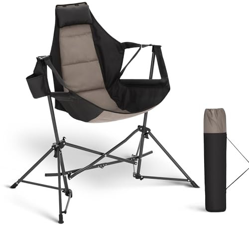 LET'S CAMP Hammock Camping Chair, Lightweight Portable Outdoor Chair for Camping and Hiking, Supports 300lbs, Black