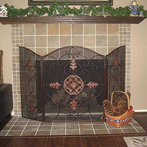 Fireplace Screens, Retro Guard Fireplace Screen, Foldable Fire Place Screen, 3 Panels Metal Mesh Cover Surround Screens small gift
