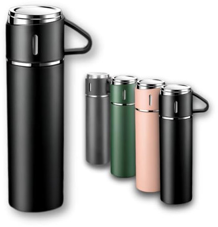 PICAFACTORY Botella agua acero inoxidable - Botella Termica 500ml para Agua Fría, Termo Agua Fria, Cantimplora Termica para Mantener la Temperatura, Botella Reutilizable (Negro)