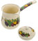 OKUMEYR Jarra De Leche De Enamelado Con Tapa y Asa Mini Pitcher Multifuncional Para Almacenamiento De Leche y Preparación De Café Diseño De Frutas Para Cocinas Pequeñas