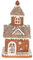 HAES DECO - Dekoratives Lebkuchenhaus mit LED-Beleuchtung - Format 14x14x25 cm - Kollektion: Lebkuchen Deko - Farbe Braun - Material Polyresin - Weihnachtsschmuck, Weihnachtsdekoration, Dekoration