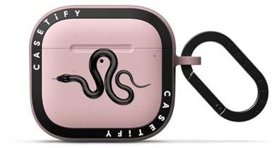 CASETiFY Bounce AirPods (4. Generation) Hülle mit Ring [Falltest in Militärqualität, 2 m Fallschutz/kratzfest] – Black Kingsnake – Primrose Pink