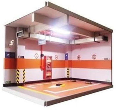 Parking Garage Scène Modèle Miniature Modèle de Voiture en Alliage 1:18, Simulation de Garage Souterrain, Parking, Jouets, Affichage de scène(Orange)