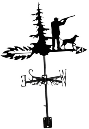 Baoblaze Mann Hund Wetterfahne Windmesswerkzeug Outdoor Jagd Dekoration Garage Metall Windfahne, Windrichtungsanzeiger für Garten