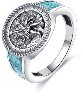 URONE Sankt Michael Ring 925 Sterling Silber Erzengel Michael Siegelring Religiöser Schmuck Geschenk für Frauen Männer #9