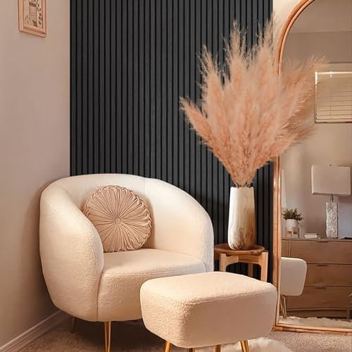 JOBU HOME - Acoustic Wood Veneer Slatted Panels for Wall Décor | 240cm (L) x 60cm (W) x 2.1cm (D) (Black Oak, 3 Pack)