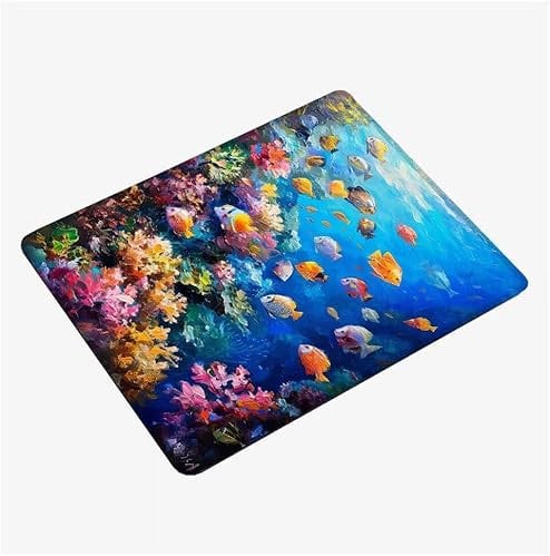 Mouse Pad Fish Mouse Mat Small 200x150x3mm Desk Mat, Mini Desk Pad Coral Mousepad with Stitched Edges, Waterproof Surface, Gaming Mousemat for Wireless Mouse Travel Office Laptop Portable H1-1390