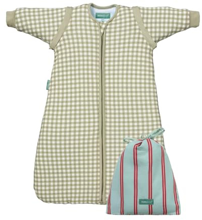 molis&co - Baby Schlafsack abnehmbare Ärmel und Socken. 2.5 TOG - Ganzjahres Schlafsack - Babyschlafsack Neugeborene - 100% Baumwolle (Oeko-TEX 100) - Premium Qualität - Mint Tea (0-6 Monate)