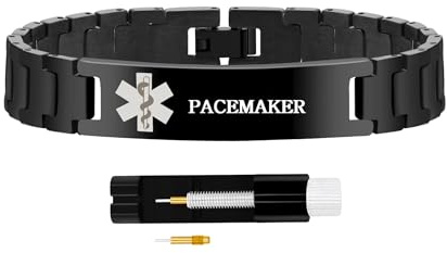 Zircobic Notfallarmband aus Edelstahl – Lasergravur für mehrere Hinweise, wasserdichtes leichtes Design mit Gliederwerkzeug, angenehm für Alltag und Outdoor