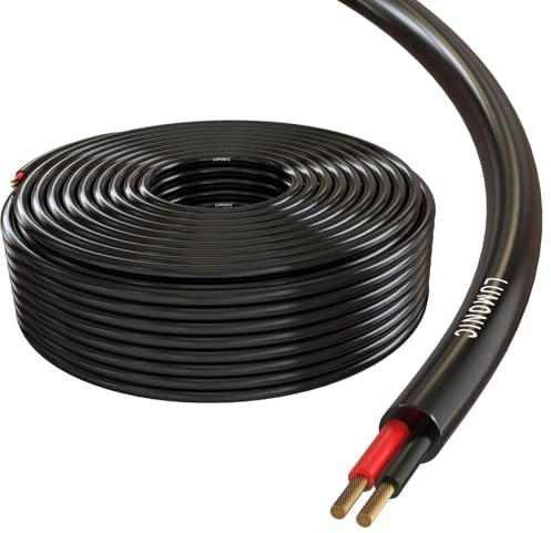Lumonic Lautsprecherkabel 50m Schwarz | 2x 1,5mm² CCA | HiFi Boxenkabel | Audio Rundkabel | Profi PA Installations- Audio- Rundkabel